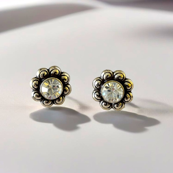 Brighton Vintage Crystal Earrings. Silver plated - Picture 1 of 4